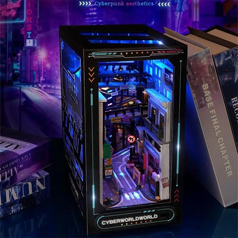 Cyberpunk World DIY book nook kit, detail view 7