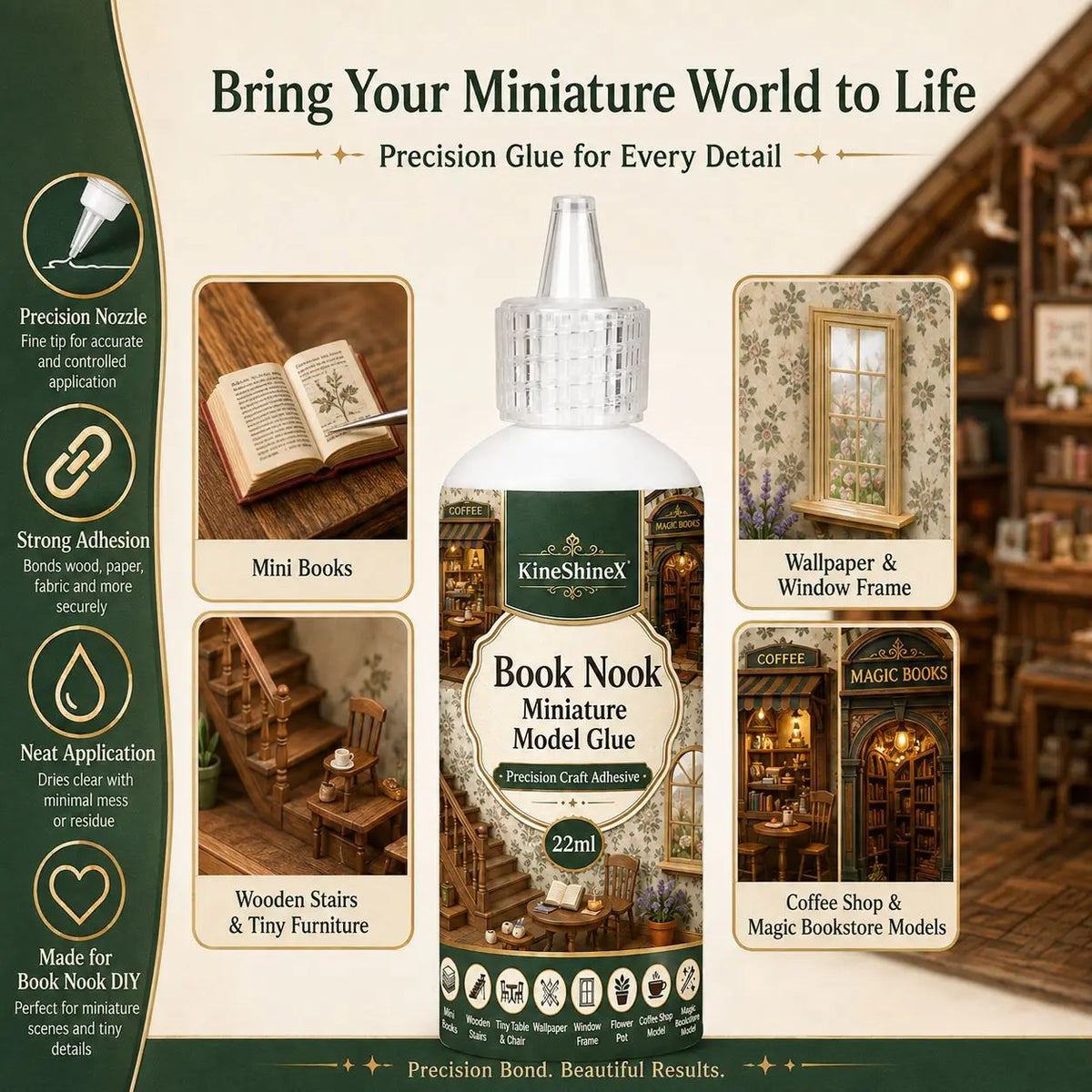 Precision craft glue for book nook kits, view 2