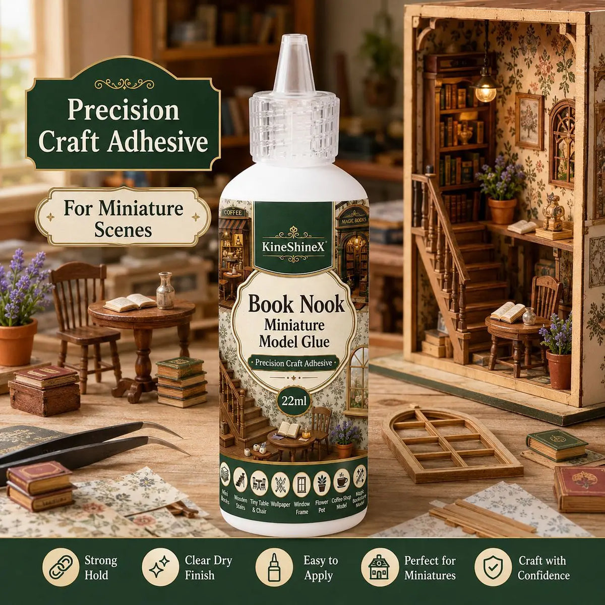 Precision craft glue for book nook kits, view 7