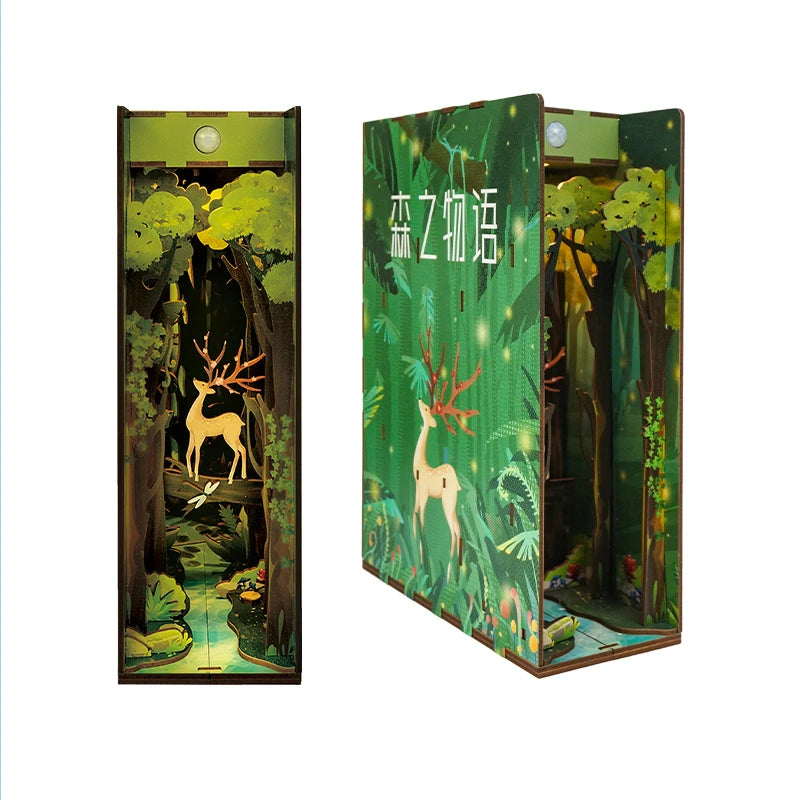 Forest Tale DIY book nook kit, miniature bookshelf insert