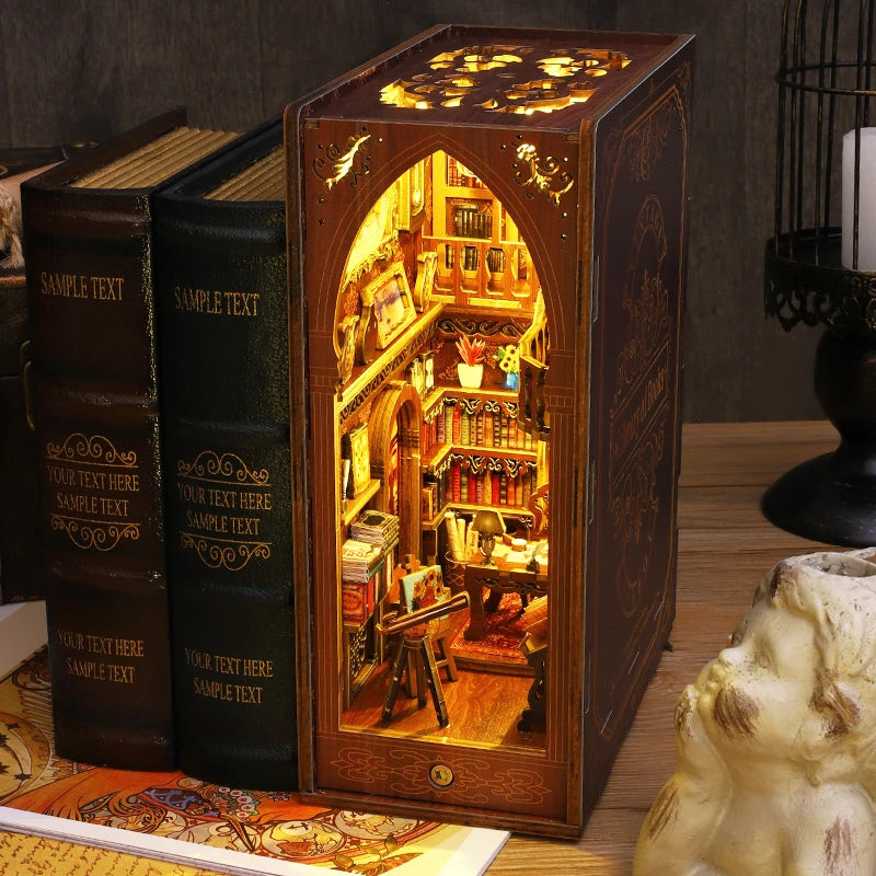 Vintage Library DIY book nook kit, detail view 2