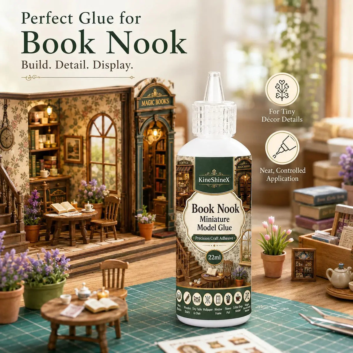 Precision craft glue for book nook kits, view 4