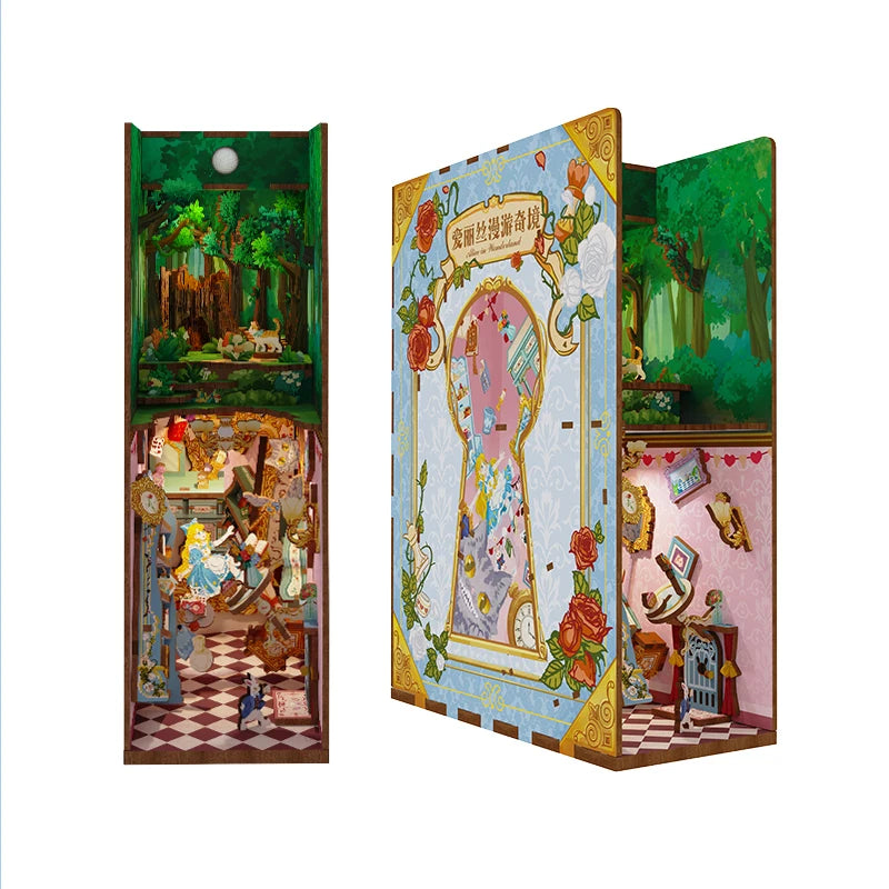 Moonlit Keyhole Garden DIY book nook kit, miniature bookshelf insert