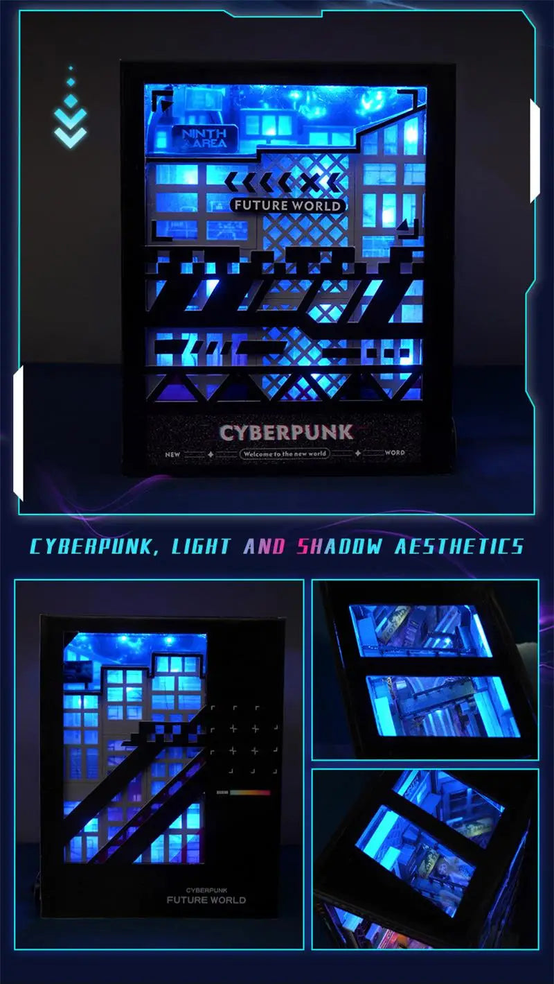 Cyberpunk World DIY book nook kit, detail view 10