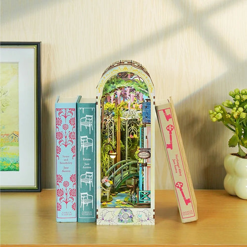 Giverny Garden DIY book nook kit, miniature bookshelf insert