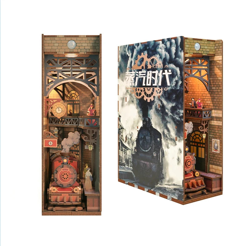 The Steam Age DIY book nook kit, miniature bookshelf insert