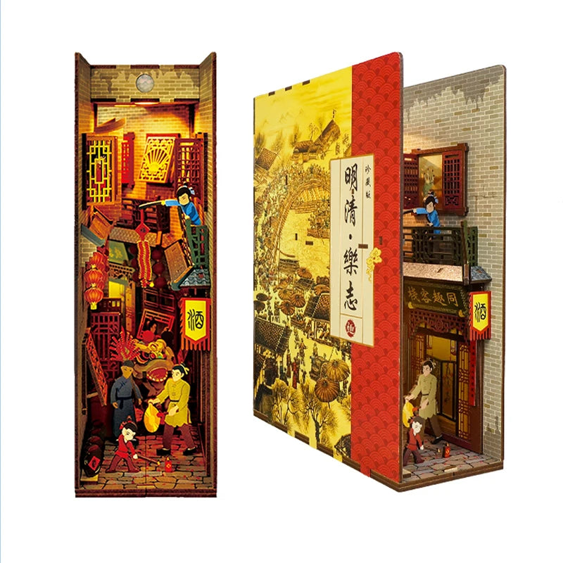 Old Lantern Street DIY book nook kit, miniature bookshelf insert