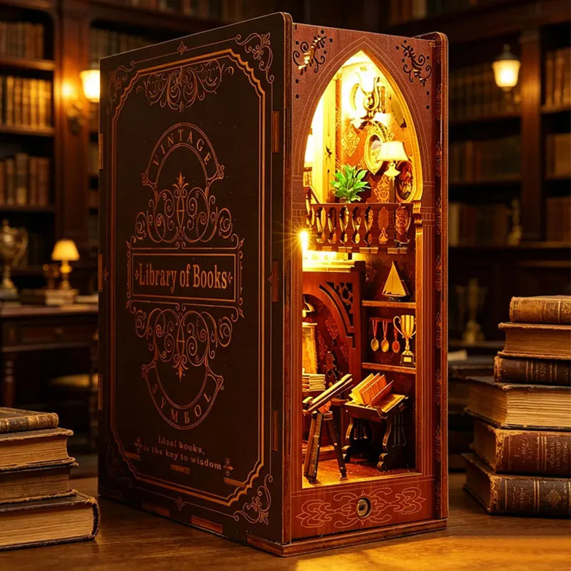 Vintage Library DIY book nook kit, detail view 4