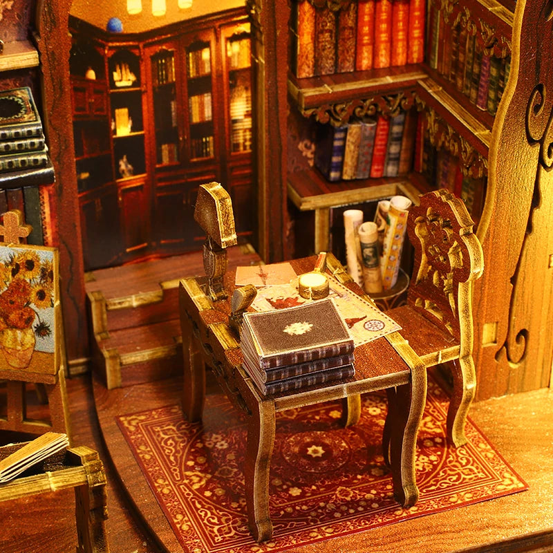 Vintage Library DIY book nook kit, detail view 5