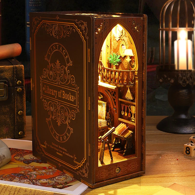 Vintage Library DIY book nook kit, detail view 3