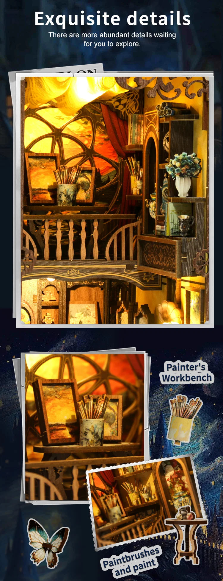A World Within the Frame DIY book nook kit, detail view 9