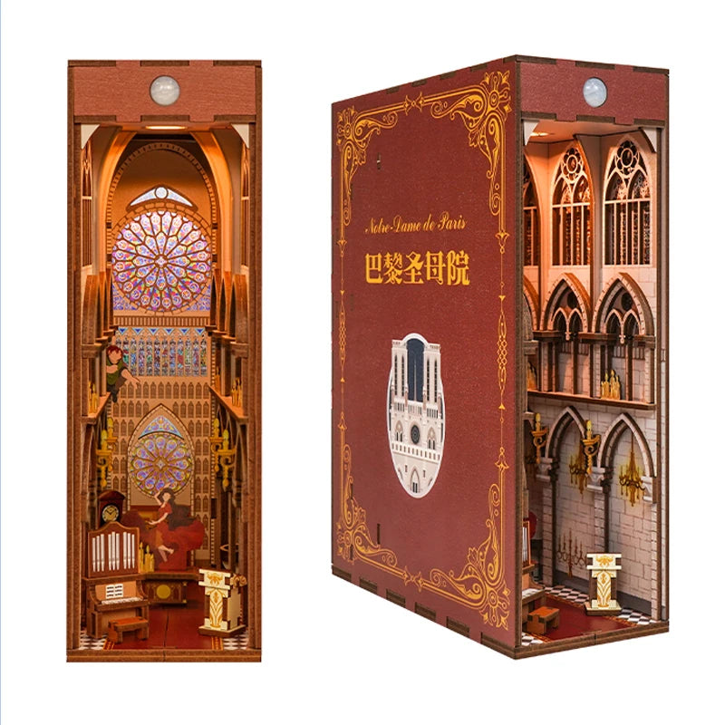Notre-Dame de Paris DIY book nook kit, miniature bookshelf insert